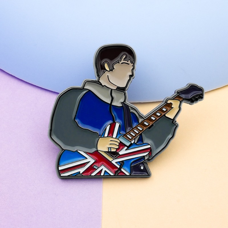 Vintage Collectible Pins - Vintage Britische Rock-Gitarren-Emaille-Broschen Union Jack Legierung