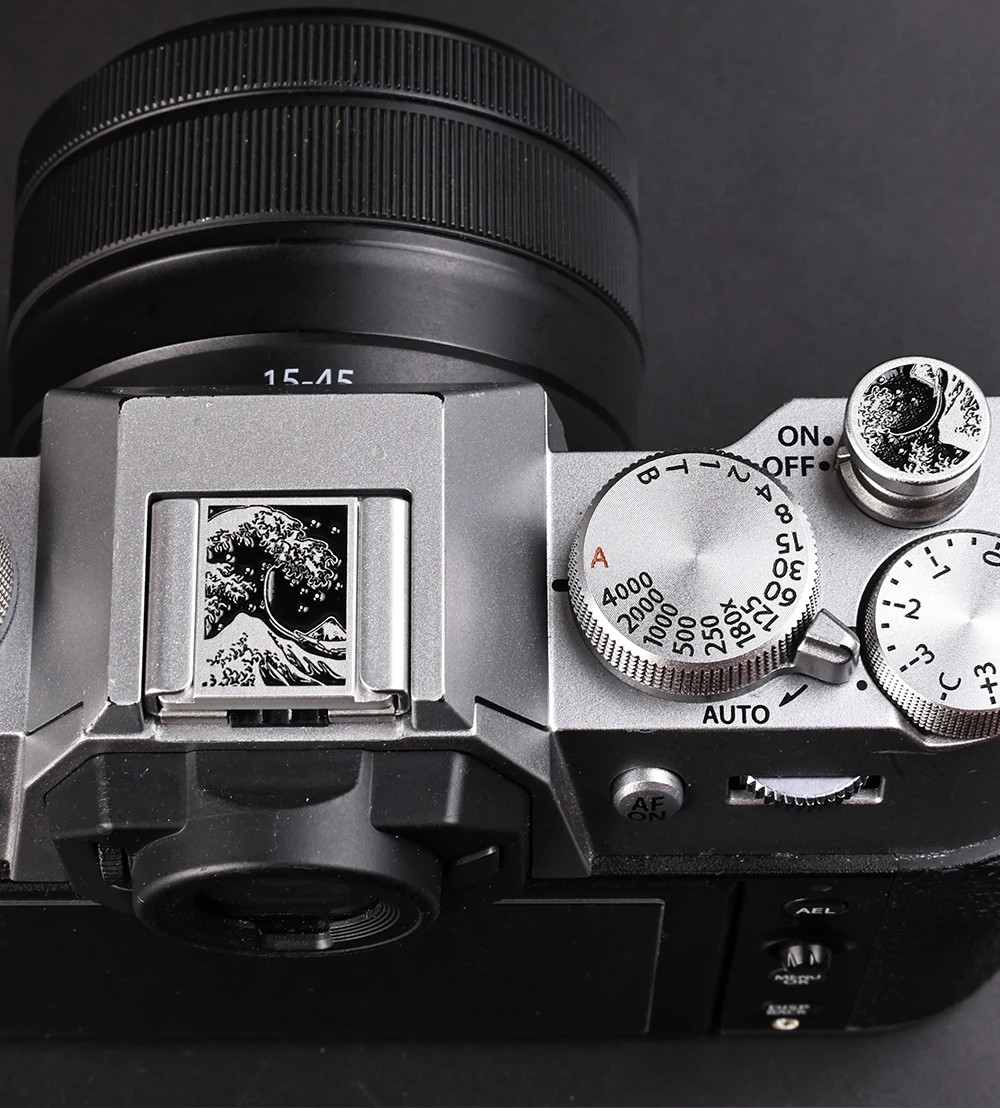 Lens Cap Vintage - Blitzschuhabdeckung und Auslöseknopf-Set aus Aluminiumlegierung für
