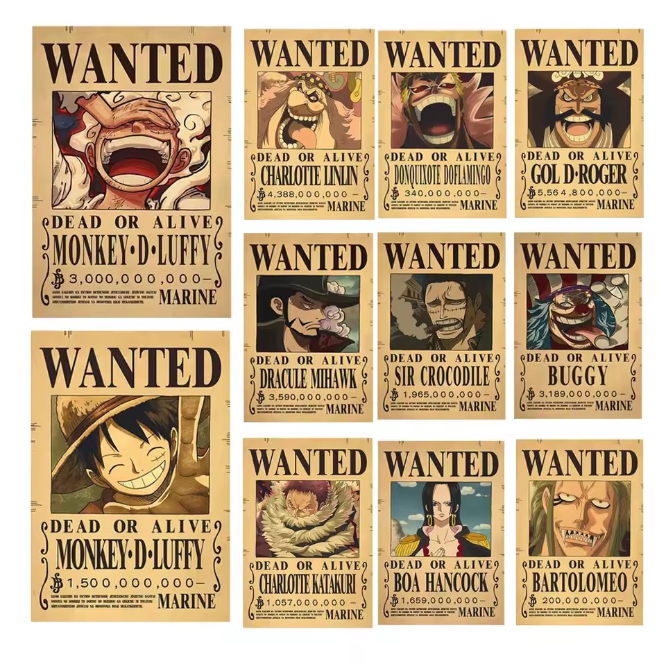Anime One Piece Wanted-Plakate – Vintage Game Collection Bewertung und Preis